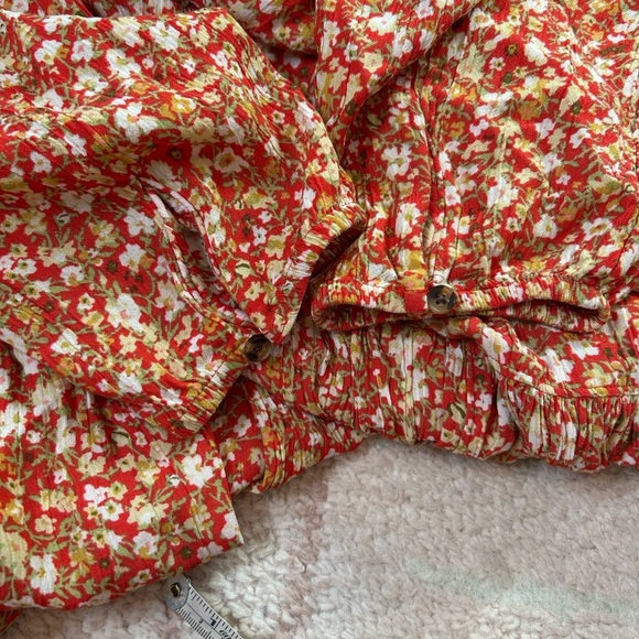 Sonoma Floral Maxi Dress Tiered Hem Drop Waist Autumn Red Yellow Boho Cottage XL - Picture 13 of 13